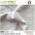 Pure natural hemp organic cotton fabric, hemp orgaic cotton kitten jersey fabric for T shirt